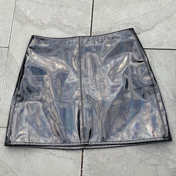 Topshop Dresses & Skirts - Top Shop Moto Black Vinyl Patent Leather Mini Skirt Sz 8